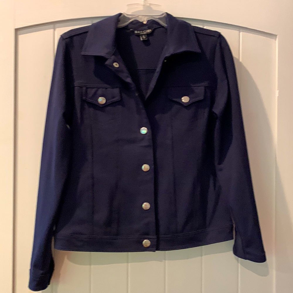 Baccini navy knit Jean style jacket